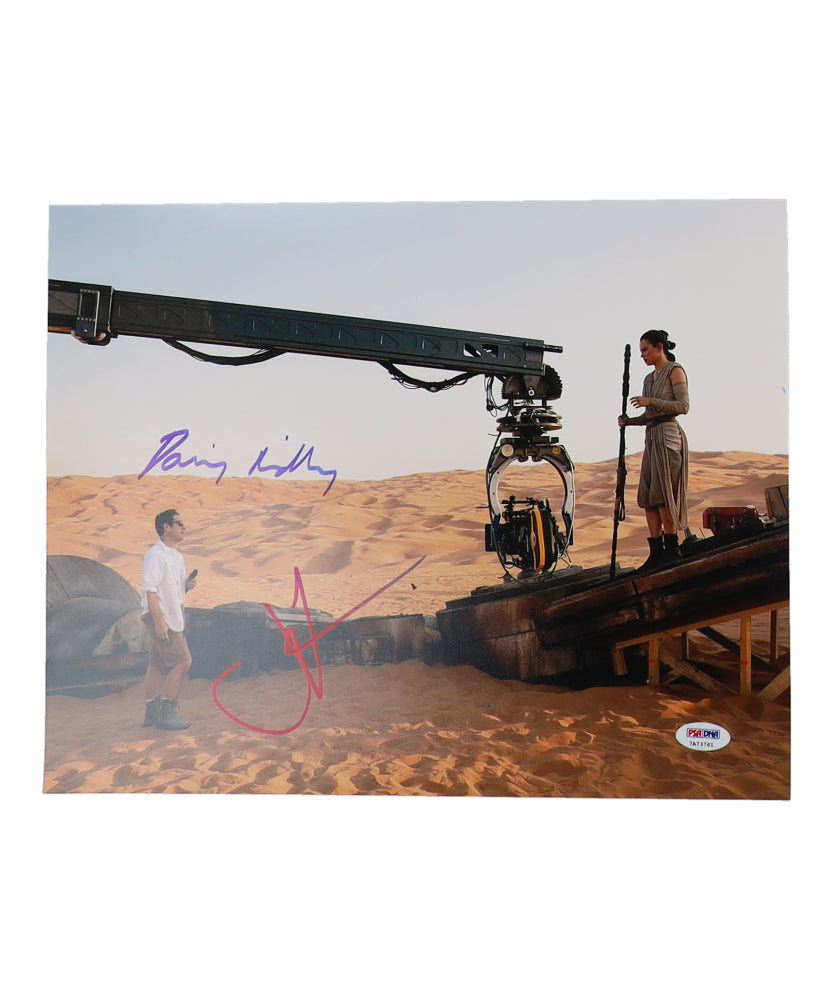 Daisy Ridley & J.J. Abrams Signed (PSA) "Star Wars: The Force Awakens" 11x14 Photo - PSA In-The-Presence