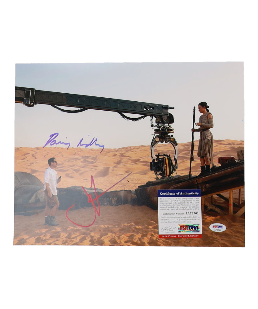Daisy Ridley & J.J. Abrams Signed (PSA) "Star Wars: The Force Awakens" 11x14 Photo - PSA In-The-Presence