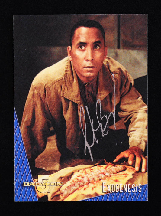 Richard Biggs Signed (Beckett) 1996 SkyBox Babylon 5 #24 Exogenesis - Stephen Franklin