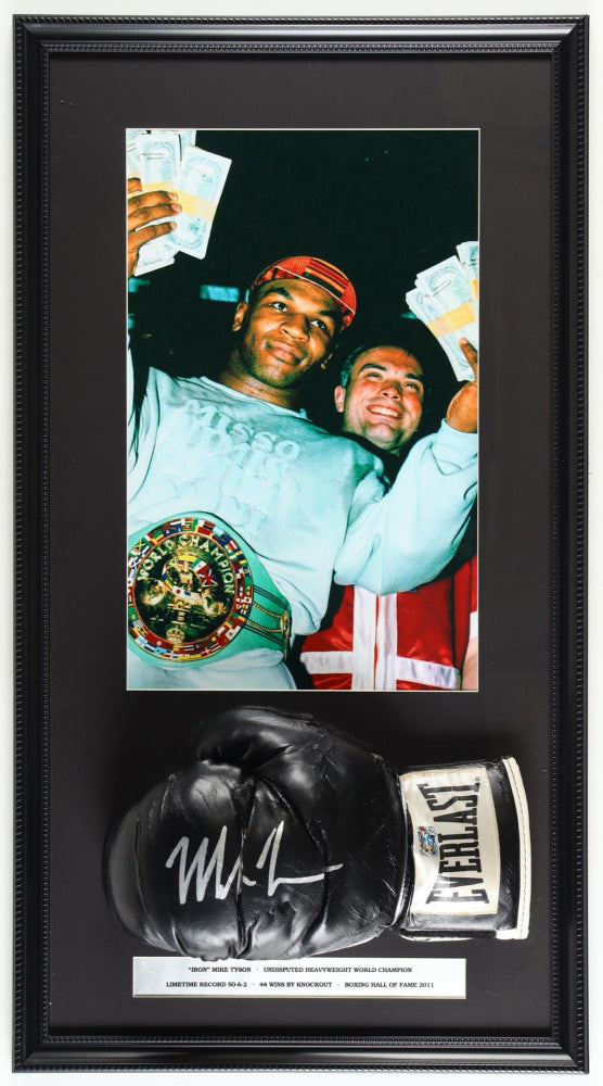 Mike Tyson Signed Custom Framed Everlast Boxing Glove Display with Photo (Tyson)