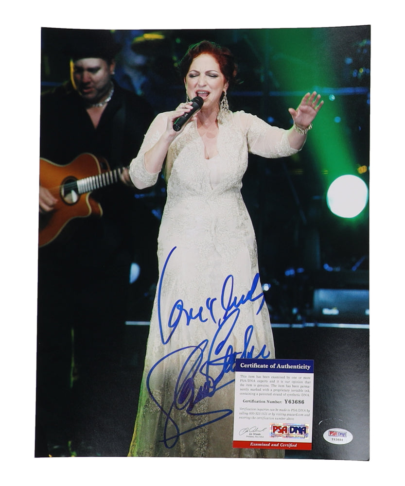 Gloria Estefan Signed (PSA) 11x14 Photo Inscribed "Love & Luck"