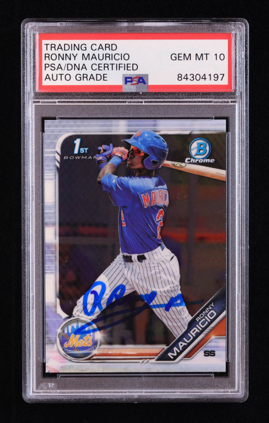 Ronny Mauricio Signed 2019 Bowman Chrome Prospects #BCP107 RC (PSA | Autograph Grade 10) Rookie Card