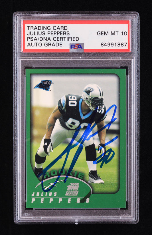 Julius Peppers Signed 2002 Topps #359 RC (PSA | Auto 10) Rookie Card