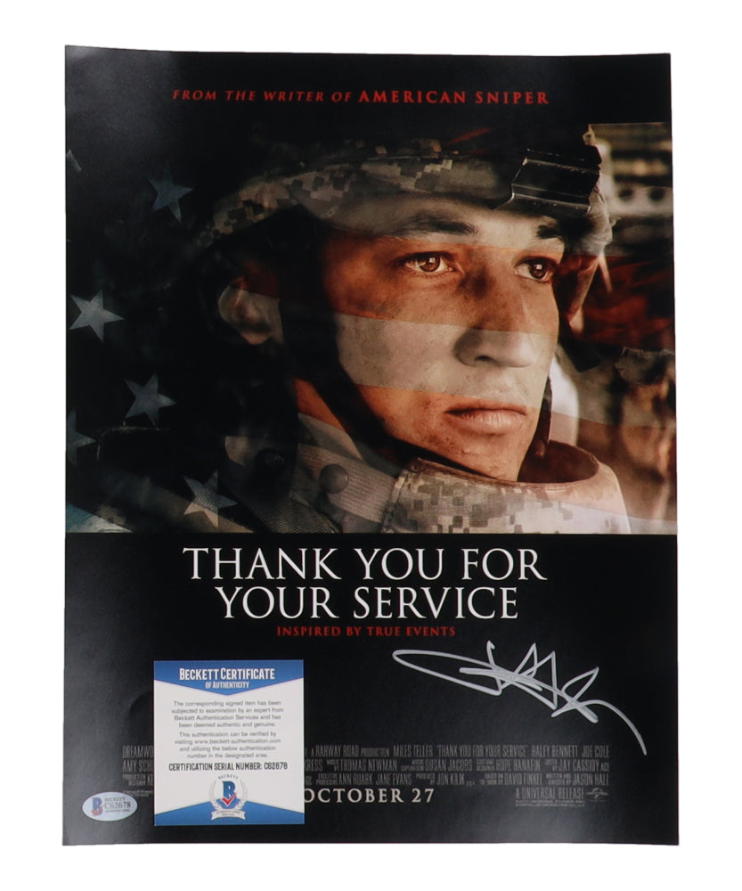Jason Hall Signed (Beckett) "Thank You For Your Service"11x14 Photo