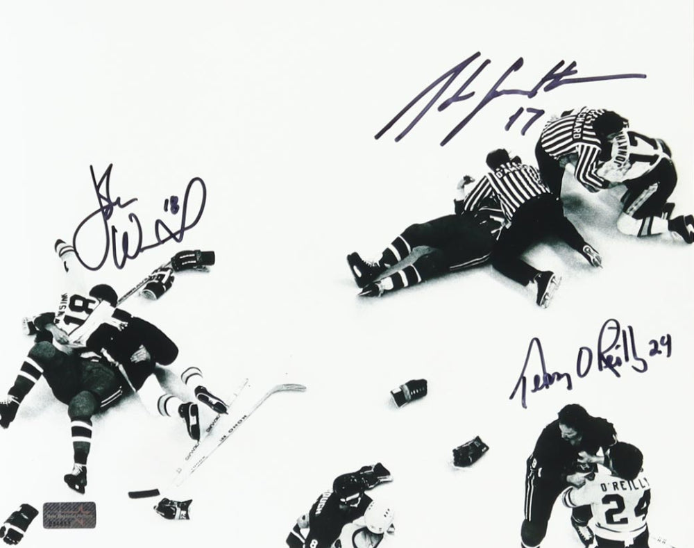 John Wensink, Stan Jonathan & Terry O'Reilly Signed Bruins 8x10 Photo (New England Picture)