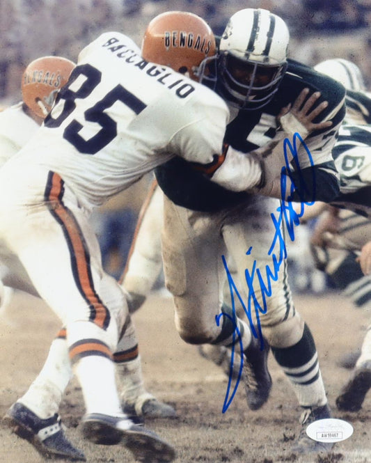 Winston Hill Signed Jets 8x10 Photo (JSA)