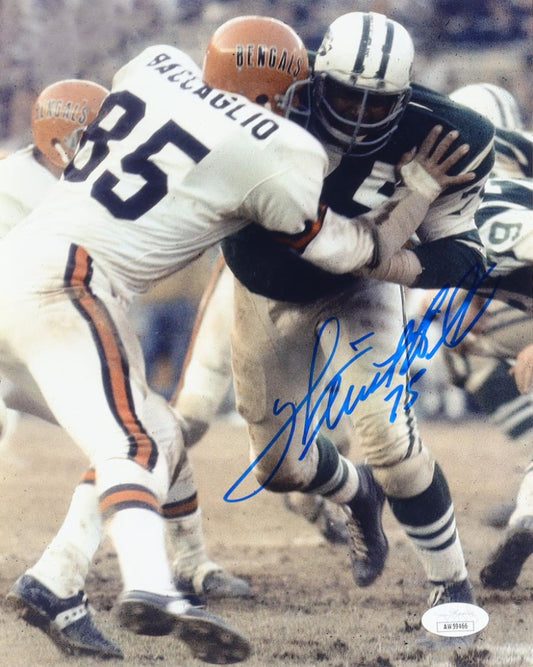 Winston Hill Signed Jets 8x10 Photo (JSA)