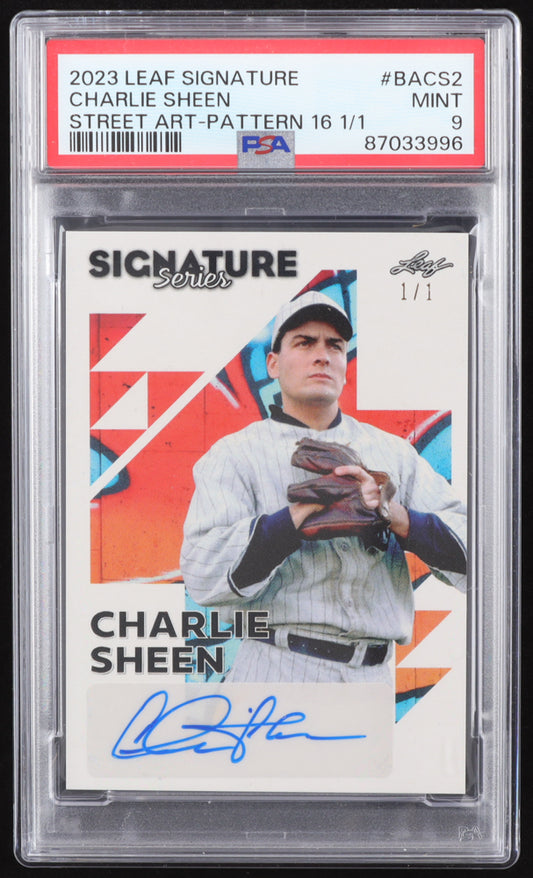 Charlie Sheen 2023 Leaf #1/1 Signature Series Street Art Pattern 16 #BACS2 (PSA 9) Serially Numbered #1 / 1