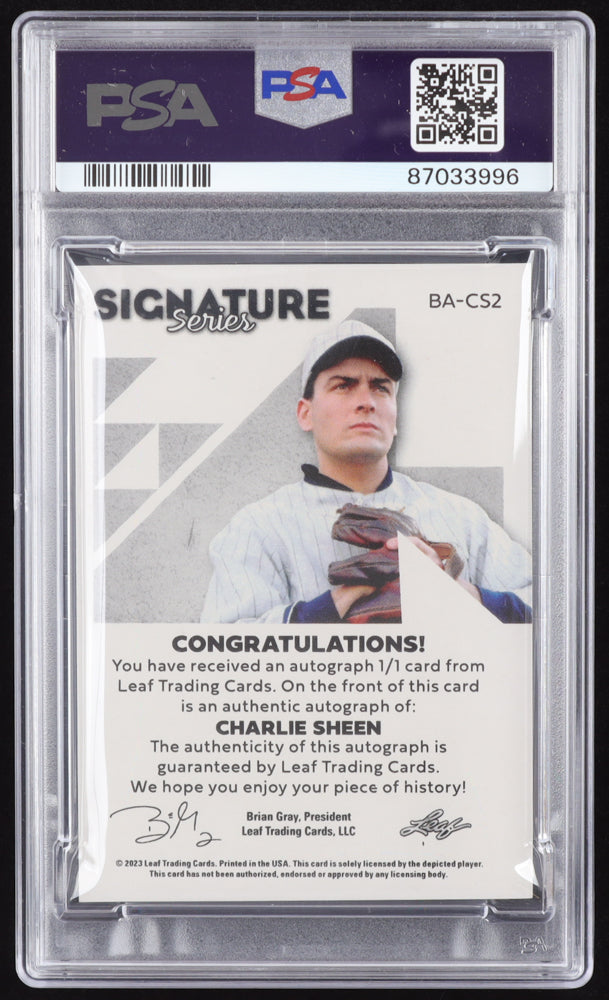 Charlie Sheen 2023 Leaf #1/1 Signature Series Street Art Pattern 16 #BACS2 (PSA 9) Serially Numbered #1 / 1