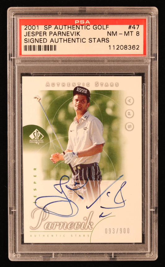 Jesper Parnevik 2001 SP Authentic #47 AS Autograph #093/900 RC (PSA 8) Rookie Card | Serially Numbered #093 / 900