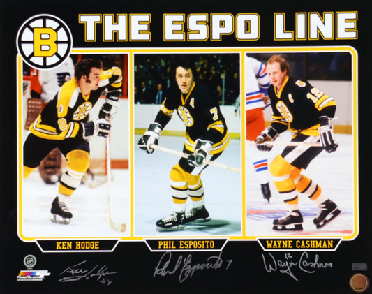 Ken Hodge, Phil Esposito, Wayne Cashman Signed Bruins 16x20 Photo (New England Picture)