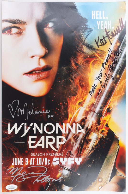 Emily Andras, Kat Barrell, Megan Follows & Melanie Scrofano Signed (JSA) "Wynonna Earp" 11x17 Photo Inscribed "Make Your Peace!!" - JSA Witnessed