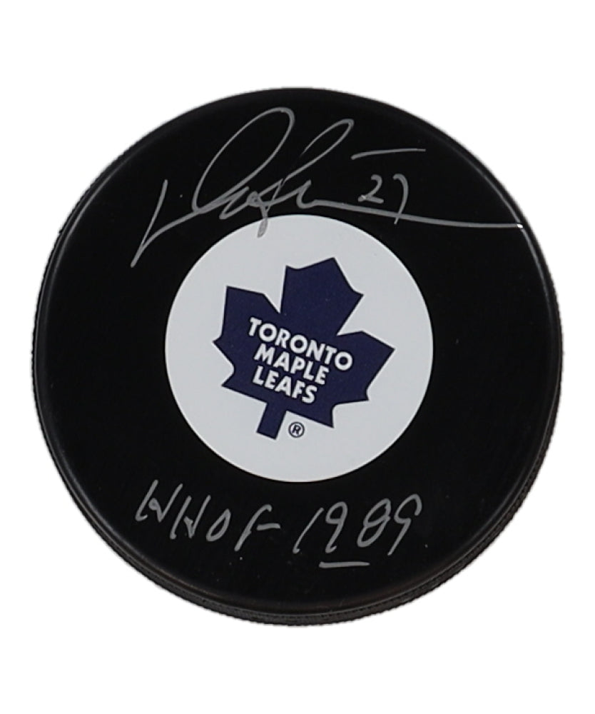 Darryl Sittler Signed Maple Leafs Logo Hockey Puck Inscribed "HOF 1989" (COJO)
