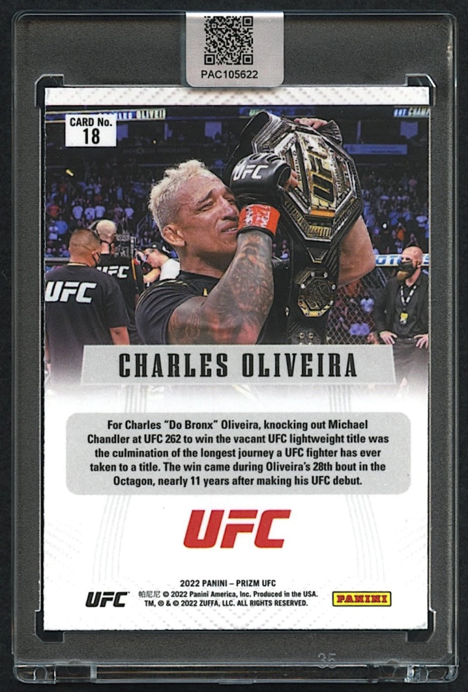 Charles Oliveira Signed 2022 Panini Prizm UFC #18 (PA Encapsulated)