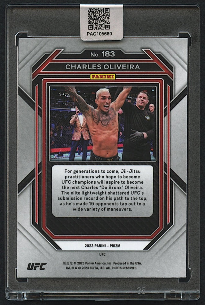 Charles Oliveira Signed 2023 Panini Prizm UFC #183 (PA Encapsulated)