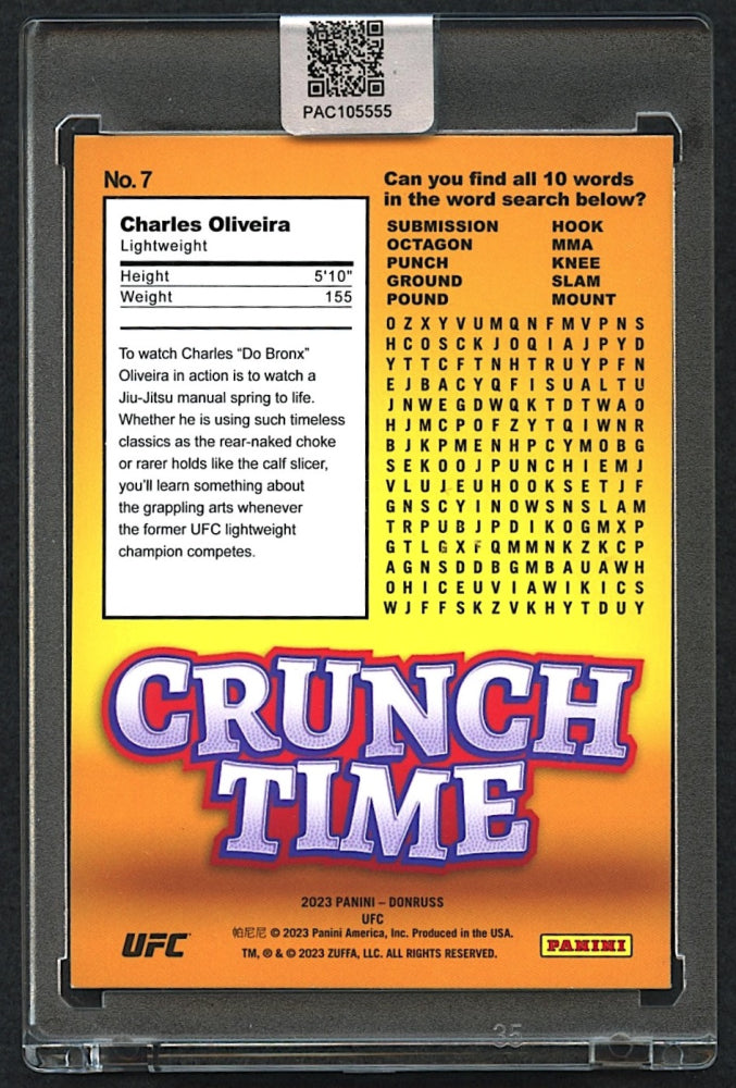 Charles Oliveira Signed 2023 Donruss UFC Crunch Time #7 (PA Encapsulated)