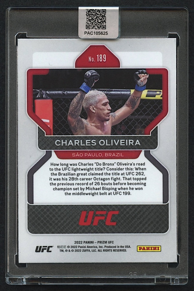 Charles Oliveira Signed 2022 Panini Prizm UFC #189 (PA Encapsulated)