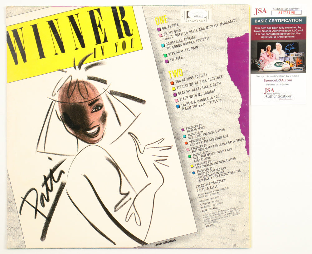 Patti LaBelle signed (JSA) "Winner in You" Vinyl Record Album Sleeve