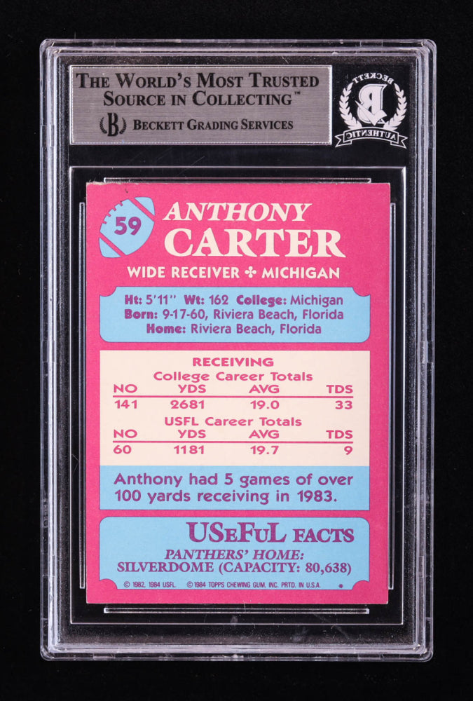 Anthony Carter Signed 1984 Topps USFL #59 RC (BGS) Rookie Card | Beckett Witnessed
