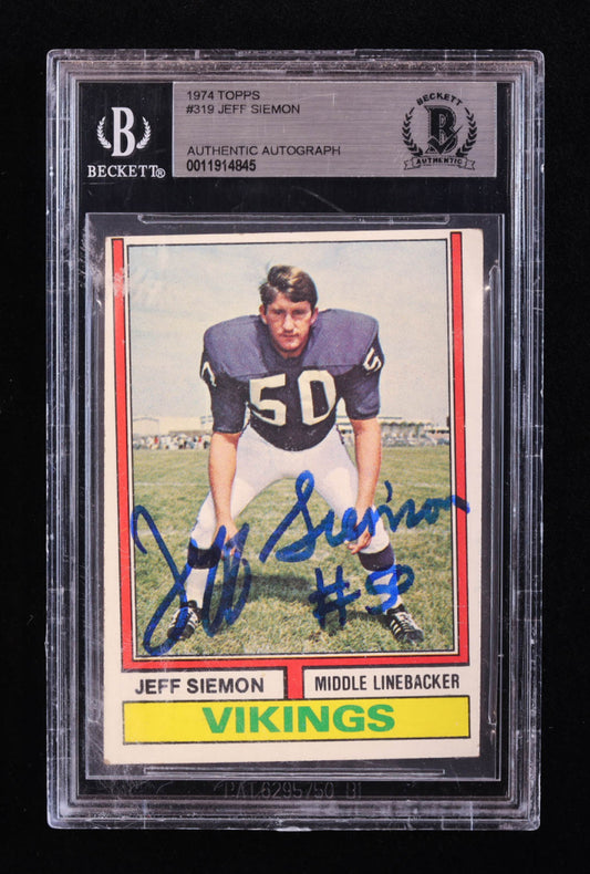 Jeff Siemon Signed 1974 Topps #319 RC (BGS) Rookie Card