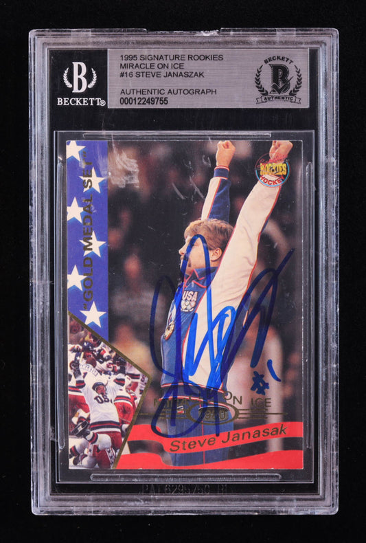 Steve Janaszak Signed 1995 Signature Rookies Miracle On Ice #16 (BGS)