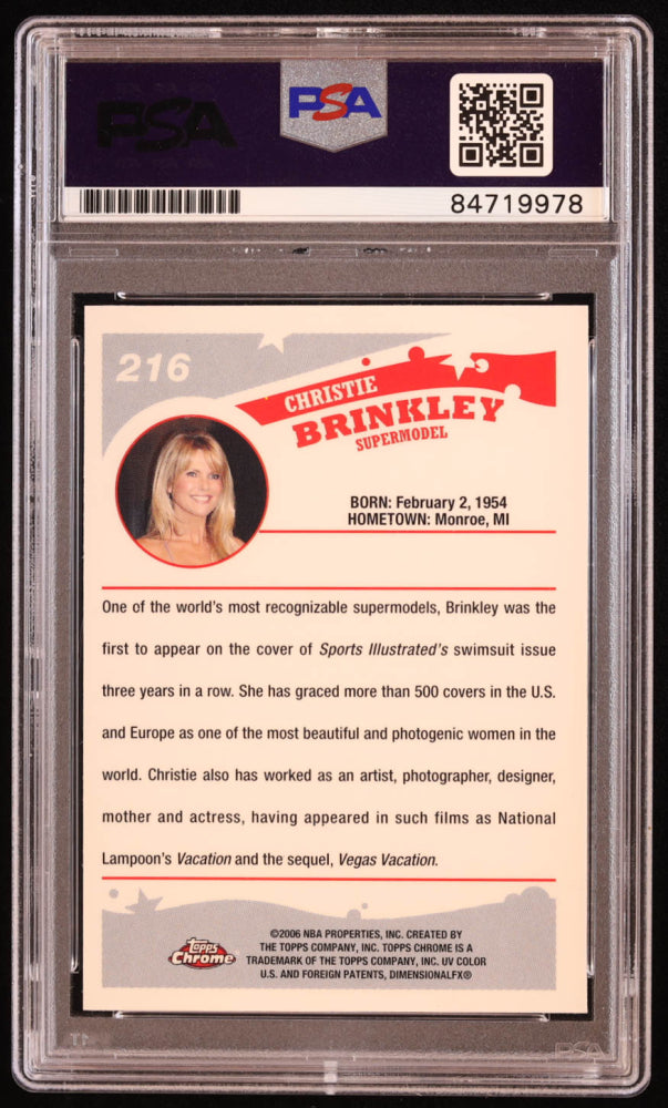 Christie Brinkley Signed 2005-06 Topps Chrome #216 RC (PSA | Autograph Graded PSA 10) Rookie Card