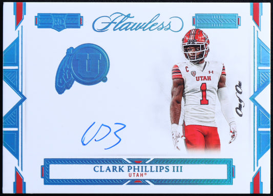 Clark Phillips III 2023 Panini Flawless Collegiate Team Logo Signatures Platinum #TLSCP RC #1/1 - Rookie Card | Serially Numbered #1 / 1