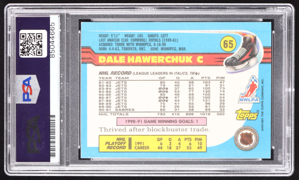 Dale Hawerchuk Signed 1991-92 Topps #65 (PSA)