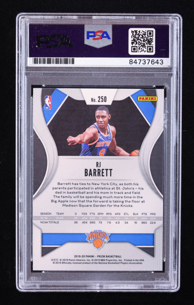 RJ Barrett Signed 2019-20 Panini Prizm #250 RC (PSA) Rookie Card