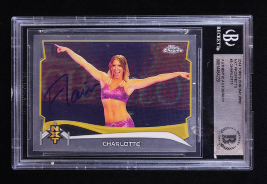 Charlotte Signed 2014 Topps Chrome WWE NXT Prospects #5 RC (BGS) Rookie Card