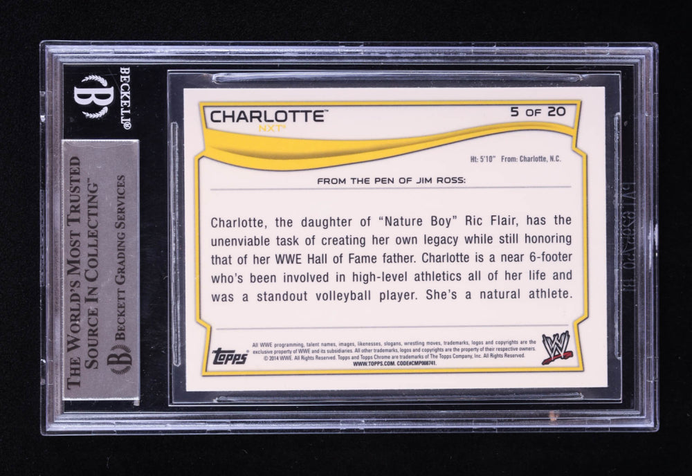 Charlotte Signed 2014 Topps Chrome WWE NXT Prospects #5 RC (BGS) Rookie Card