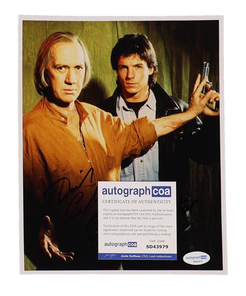 David Carradine & Chris Potter Signed (ACOA) "Kung Fu: The Legend Continues" 8x10 Photo