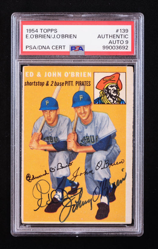 Ed O'Brien & John O'Brien Signed 1954 Topps #139 (PSA | Autograph Grade 9)