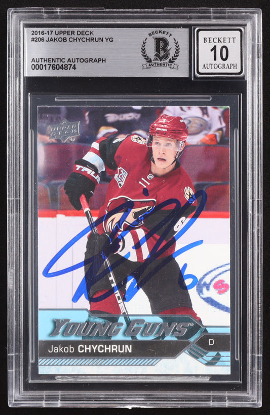 Jakob Chychrun Signed 2016-17 Upper Deck #206 YG RC (BGS | Auto 10) Young Guns - Rookie Card