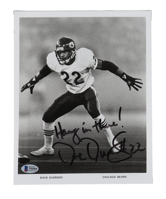 Dave Duerson Signed (Beckett) Bears 8x10 Photo Inscribed "Hang In There!"