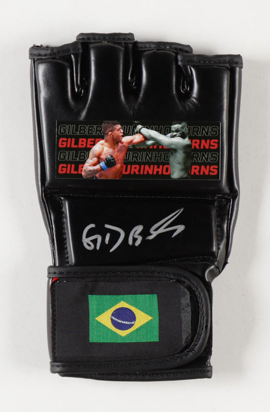 Gilbert Burns Signed (Beckett) MMA Custom Brazil Glove - Beckett Witnessed