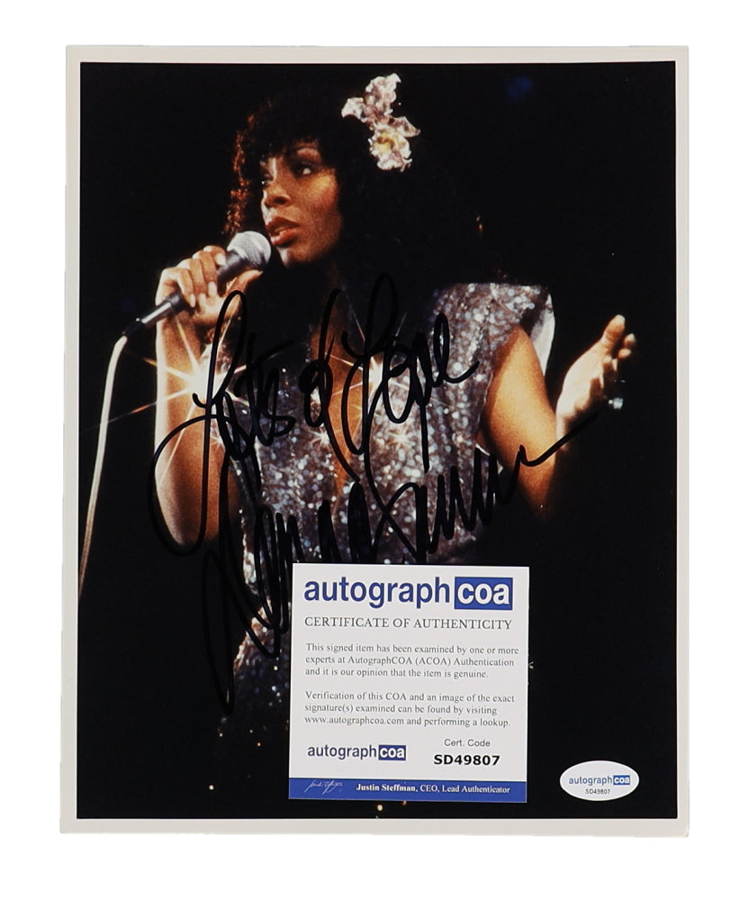 Donna Summer Signed (ACOA) 8x10 Photo Inscribed "Lots of Love"
