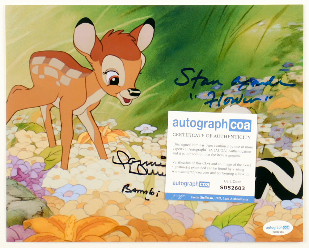 Donnie Dunagan & Stan Alexander Signed (ACOA) "Bambi" 8x10 Photo With Character Name Inscriptions