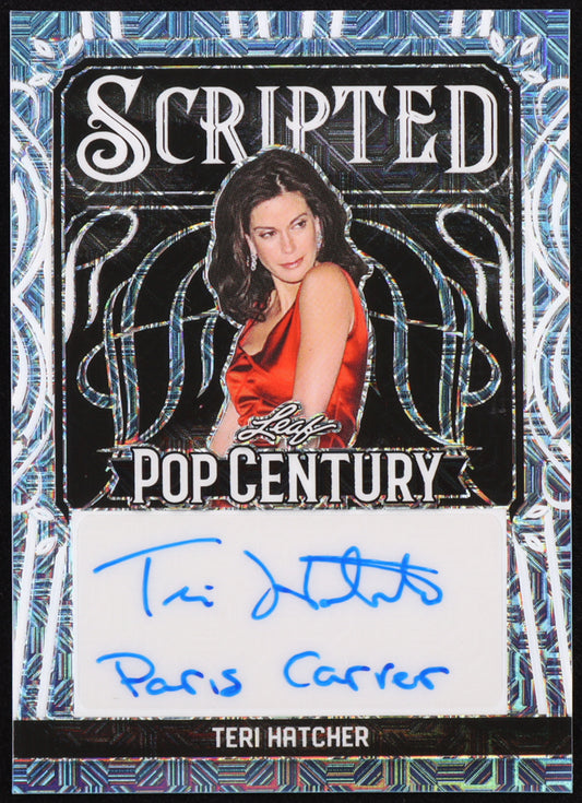 Teri Hatcher 2024 Leaf Pop Century Metal Scripted Autographs Mojo Platinum Blue #SCTH2 #1/1 Serially Numbered #1 / 1 - Tomorrow Never Dies