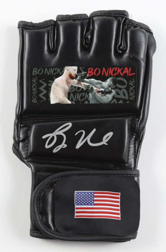 Bo Nickal Signed (Beckett) Custom America Glove - Beckett Witnessed