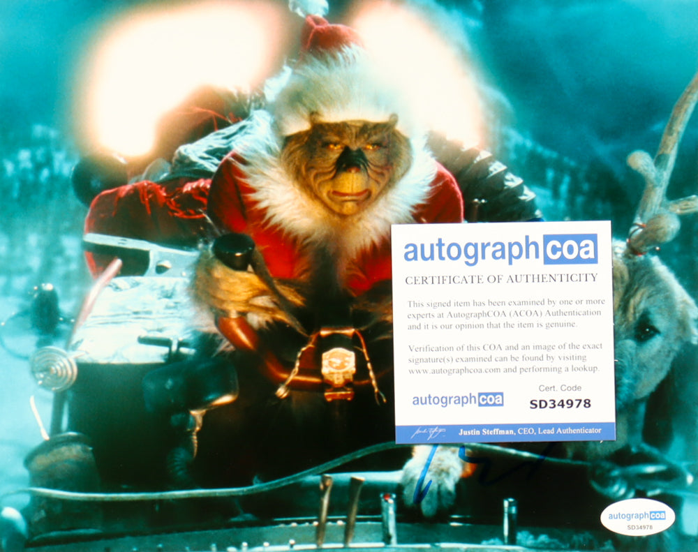 Jim Carrey Signed (ACOA) "How the Grinch Stole Christmas" 8x10 Photo - The Grinch