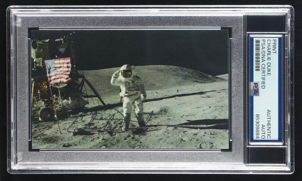 Charlie Duke Signed NASA Photo (PSA) 10th Person to Walk on the Moon