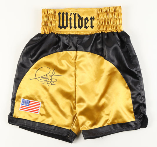 Deontay Wilder Signed (Beckett) Boxing Trunks - Beckett Witnessed