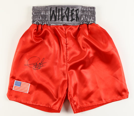 Deontay Wilder Signed (Beckett) Boxing Trunks - Beckett Witnessed