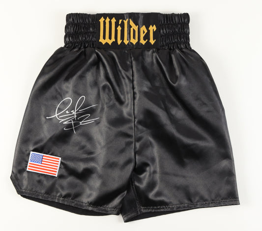 Deontay Wilder Signed Boxing Trunks (Beckett) Beckett Witnessed