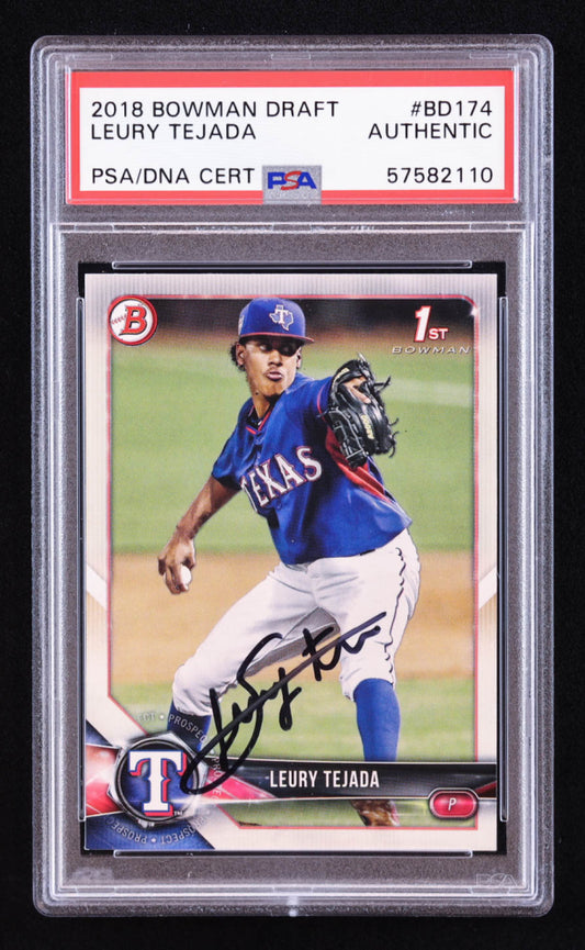 Leury Tejada Signed 2018 Bowman Draft #BD174 RC (PSA) Rookie Card