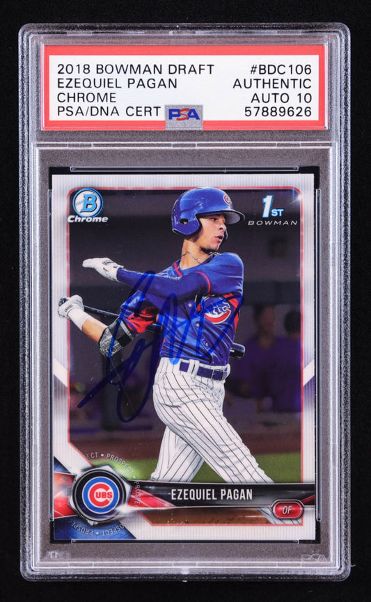 Ezequiel Pagan Signed 2018 Bowman Chrome Draft #BDC106 RC (PSA | Auto 10) Rookie Card
