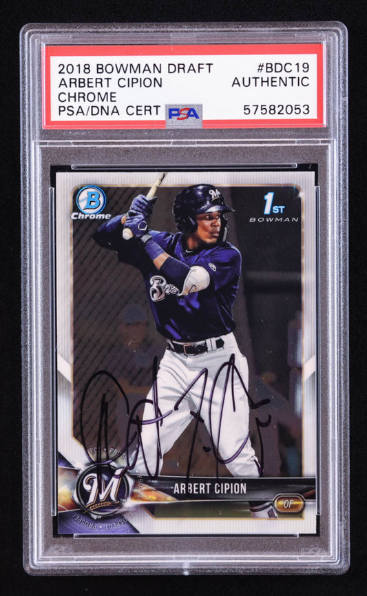 Arbert Cipion Signed 2018 Bowman Chrome Draft #BDC19 RC (PSA) Rookie Card