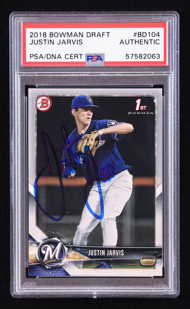 Justin Jarvis Signed 2018 Bowman Draft #BD104 RC (PSA) Rookie Card