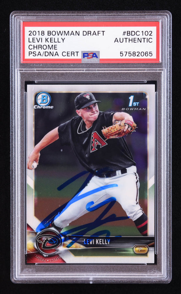 Levi Kelly Signed 2018 Bowman Chrome Draft #BDC102 RC (PSA) Rookie Card
